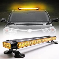 26.5 Inch 54 LED Strobe Light Strip, Double Sided Flashing, High Intensity, Car Warning, Emergency, Snow Plows, Light Strip, Strobe Light, Traffic Adviser with Magnetic Base (26.5 Inch 54 LED, Yellow)