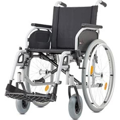 Bischoff&Bischoff S-Eco 300 ratiņkrēsls, salokāms, ceļojumu ratiņkrēsls ar cauru asu sistēmu, transportēšanas ratiņkrēsls mājām un ceļojumiem, 43 cm sēdekļa platums