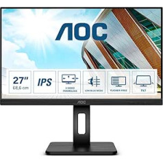 AOC 27P2Q — 27 collu FHD monitors, regulējams augstums (1920 x 1080, 75 Hz, VGA, DVI, HDMI, DisplayPort, USB centrmezgls) melns