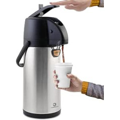 Tomakeit Airpot Coffee Pot Thermos 3L Insulated Stainless Steel Large Beverage Dispenser Leverage for Hot and Cold Water