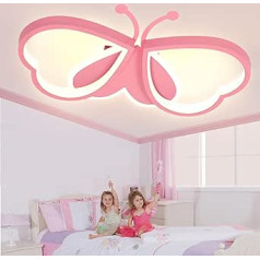 LUOLONG LED Children's Ceiling Light Butterfly Ceiling Light Dimmable Acrylic Ceiling Light Children's Room Creative Ceiling Light Girls Bedroom Cartoon Ceiling Light Pink 92 cm