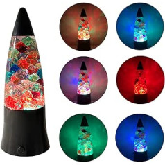 10 Inch Glitter Lamp with Ice Block Inside, Automatic Color Changing Lava Lamp, Teenage Room Decor for Girls and Boys, USB/Battery Operated Night Light.(Black Base - Rainbow Ice)