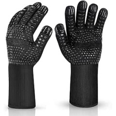 OUTDOUSE BBQ Grill Gloves Heat Resistant Pot Holder Baking Gloves - Oven Gloves to Cooking Gloves for Cooking Baking, Black