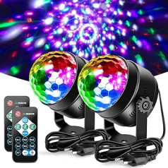 Litake Disco Ball Disco Light, Latest 6 W Party Lights, DJ Stage Lighting, 7 Colours Modes, Music Controlled, Remote Control, LED Patry Lamp for Children, Party, Halloween, Christmas, Pack of 2