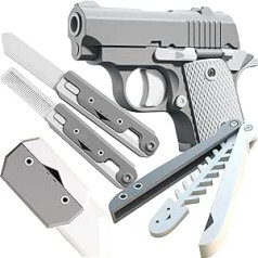 BLOOOK Fidget Toy Gun, Figity Spin Finger Games, Anxiety Toys, Made of Plastic, 3D Printed Mini 1911 Gun Toy, Anti-Stress Figit Toy for Adults Children (Grey (5-in-1))