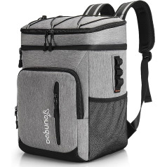 YOUNGOA Cool Backpack Cooler Bag Backpack Insulated Thermal Cool Bag Soft Cool Box for Picnic Camping Lunch Beach YG065 24L Grey