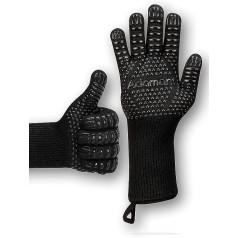 Adamant BBQ Gloves with Innovative Heat Protection up to 800°C - EN407 Certification - Universal Size - Non-Slip Silicone Coating - Extra Long Hem