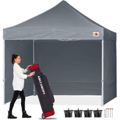 ABCCANOPY Pop-Up Gazebo Festival Sun Protection with 4 Side Panels 2.5 x 2.5 m Commercial Series, Grey