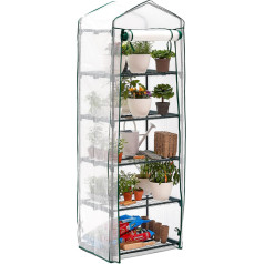 Bramble - Premium dārza folijas siltumnīca balkonam un terasei ar 5 plauktiem, tērauda rāmi un pastiprinātu PVC pārsegu - stabila un viegli montējama - 193 x 69 x 49 cm