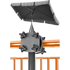 4smile Sonnenschirm Balkon + Sonnenschirmhalter Balkongeländer SET Sonnenschutz Balkon UV50+ Sonnenschirm rechteckig 200x125cm SunnyShade, Anthrazit