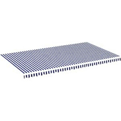 Tidyard markīzes audums saules aizsardzības rezerves auduma nojume izgatavota no poliestera ar PU pārklājumu bez rāmja, zils un balts, 6 x 3,5 m