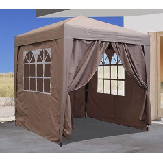 QUICK STAR Pop Up Gazebo 2 x 2 m Beige with 4 Easy Velcro Side Panels with 2 Zips