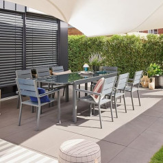 Home Deluxe - Izvelkams dārza galds - SOL - apm. 180 (240) x 90 x 75 cm - iekļauti aksesuāri I dārza mēbeles izvelkamais galds balkona komplekts