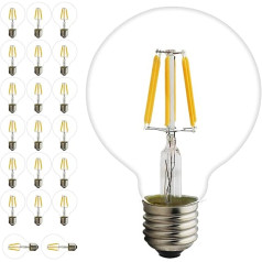 Mengjay 20 Stück G80 LED Birne, G80 Globe Vintage Filament Glühbirne 6w, Antike Alte Edison Glühlampe 6W, Warmweiß 200K,500LM 220V AC, Nicht Dimmbar