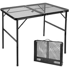 E EASTSTORM Folding Camping Table, 90 x 60 cm, Garden Table, Grill Table with Metal Mesh Top, Lightweight and Portable, Small Table, Folding Table, 2 Height Adjustable (42/66 cm) for Picnic, Camping