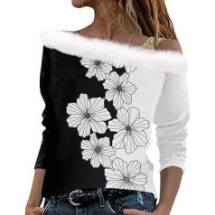 Džemperis sievietēm Ziemassvētku 3D drukas plīša krekls ar garām piedurknēm ar plecu siksnām Ziemassvētku džemperis Ziemassvētku džemperis meitenēm Ziemassvētku džemperis rudens ikdienas topi