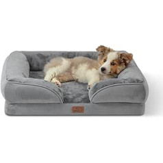 Bedsure ortopēdiskā suņu gulta, Ergonomisks suņu dīvāns/dīvāns ar olu kastes putām lieliem, vidējiem un maziem suņiem, mazgājamas, neslīdošas suņu gultas, izmērs 106 x 80, 89 x 63, 71 x 58 cm