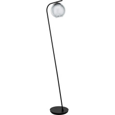 EGLO Terriente grīdas lampa, 1 spuldze, moderna eleganta grīdas lampa, kas izgatavota no tērauda un kūpināta stikla, dzīvojamās istabas lampa melnā krāsā, lampa ar pakāpiena slēdzi, E27 ligzda