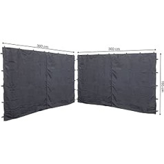 Quick Star 2 Side Panels with Zip, 300 x 195 cm for Rank Gazebo, 3 x 3 m Side Wall, Anthracite (RAL 7012)