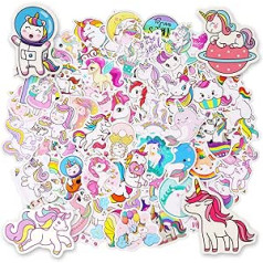OSDUE Unicorn Sticker Set, 100 Pieces Waterproof Vinyl Stickers, Anime Sticker Set, Cartoon Stickers for Car, Laptop, Skateboard, Bicycle, Moped, Motorcycle, Suitable for Adults and Children