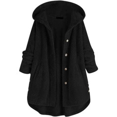 TOPJIAO Winterjacke Damen Fleecejacke Lang Wintermantel Damen Mantel Kapuzenjacke Schöner Kuscheljacke Plüschjacke Fleecejacke Oberteile Farbblock Lang Cardigan Jacket for Damen