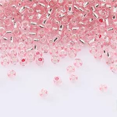 2,3,4 mm sēklu krelles ar sudraba oderi stikla starplikas krelles DIY stikla krelles krustdūriena krelles izšuvumi DIY amatniecības aksesuāri rozā 4mm 100g