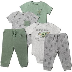 STAR WARS Mandalorian The Child Baby Jogger 5 daļīgs bodija komplekts zaļš/pelēks