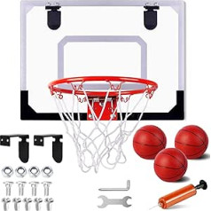 Stay Gent Mini Basketball Hoop for Children and Adults, Mini Basketball Hoop Indoor for Door Hanging Room with 3 Balls and Air Pump Bedroom, Office, Sports Game Set Gifts for Boys and Girls