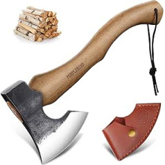 PURPLEBIRD Cirvis koka kolonnas ar rokām kaltas ar apvalku, izdzīvošanas cirvis 38,5 cm Vikingu cirvis sadalīts cirvis, āra Bushcraft cirvis kempingam, dārzs