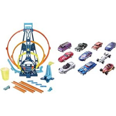 Hot Wheels GYP65 Track Builder Unlimited Triple Loop Kit, игровой набор от 6 лет и 54886 Подарочный набор литых машинок 1:64, 10 игрушечных машинок, игрушечных машинок от 3 