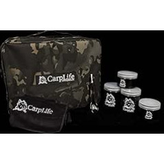 CarpLife Brew Kit Tasche – Kochgeschirr Tasche – CarpLIfe Brew Kit Tasche / Kochgeschirr Tasche / Aufbewahrungstasche – Karpfenangeltasche – geliefert mit lebensmittelechten Töpfen, schwarz geätztem Teelöffel und Mikrofaser-Handtuch