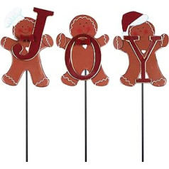 hogardeck Outdoor Christmas Decorations 3 Pack Metal Gingerbread Man Decorative Garden Stakes with Joy for Christmas Decoration Yard Signs for Garden Home Lawn Patio