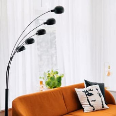 Qazqa - Designer Floor Lamp Black with Gold I Brass 5 Lights - Sixties Marmo I Living Room I Bedroom - Steel Oblong - LED Suitable E14