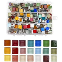 WANDIC Mosaic Tiles, 500 Grams Assorted Colors Glass Mosaic Tiles for Home Decoration DIY Mosaic Accessories Square Shape 1x1cm