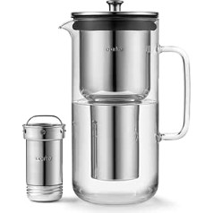 Aarke Purifier Glass and Stainless Steel Water Filter Carafe 2.4L aarke Pure Filter Refill Bag