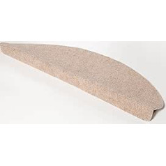 andiamo Stufenmatte Paris - Treppenstufen Matten selbstklebend - Treppenteppich 15er Set - Stufenmatten innen als Schutz für die Treppe vor Kratzern und Abnutzung 23 x 65 cm beige