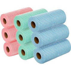 Brandsseller Wipes on 9 Rolls with a Total of 450 Cleaning Cloths - Multicoloured Red/Blue/Green