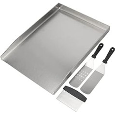 GriHero 45 x 30 cm Stainless Steel Grill Plate, BBQ Plancha Grill Tray for Napoleon Rogue (Also with Rear Burner), Weber Charcoal and Most Grills