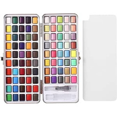 Watercolour Paint Set 90 Colours Portable Vibrant Colours Solid Watercolour Pigment Paint Set Perfect for Students, Children, Beginners and More