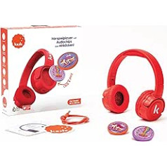 Kekz Starter Set Premium Biscuit Earphones Red with Audio Chip, Audio Play for Children, Entertainment without Screen, Ideal for Travel, in the Car or Home, Speak Stories, 90 Minutes Audio Content