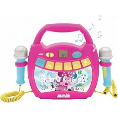 Lexibook MP320MNZ Disney Minnie Portable Digital Karaoke Player for Kids Microphones, Light Effects, Bluetooth, Recording and Voice Changer Functions, Rechargeable Battery