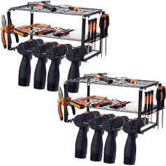 2 Stück Elektrowerkzeug-Organizer Garage Werkzeug Organisation und Aufbewahrung 4 Bohrhalter Wandhalterung 3 Schichten Heavy Duty Metall Werkzeugregal Utility Drill Rack für Akku-Bohrmaschine Hängende