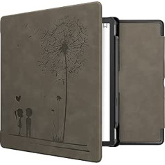 kwmobile aizsargmaciņš, kas saderīgs ar Amazon Kindle Scribe — mākslīgās ādas e-lasītājs — Dandelion Love Grey