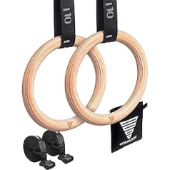 ‎Gornation GORNATION Wooden Gym Rings for Calisthenics, Gymnastics, Fitness, Sports - Gymnastics Rings with Straps & Bag for Indoor and Outdoor Training