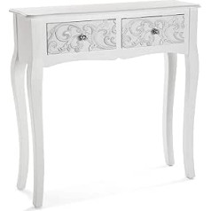 Versa Anjali Narrow Hallway Furniture Modern Console Table with 2 Drawers Measures 80 x 25 x 80 cm (H x L x W), Wood, Colour: White
