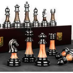 Cutfouwe Chess Game, Chess Board Wood High Quality, Foldable Chess Board, Travel Chess Board, Hand Carved Knight, KH = 8.9 cm, 45 x 45 cm