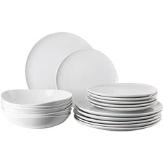 Rosenthal Junto Weiss trauku komplekts — 18 daļi 6 personām, porcelāna trauku komplekts, mūsdienīgi trauki balti