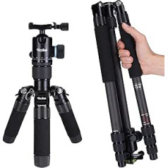 Rollei C5i compact lightweight all-round photo tripod made of aluminium with ball head and tripod bag, can be used as tripod, mini tripod, macro tripod and monopod, Arca Swiss compatible, black