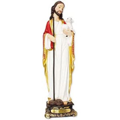 Bible Gifts Lielais Jēzus labais gans Florences 30 cm tradicionālā itāļu dizaina sveķu dizaina Kristus nēsā jēra statuja zelta kolekcijā
