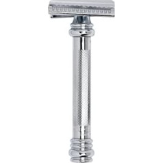 MERKUR Safety Razor 39C | Barber Pole Bevel Cut Gloss Chrome | Divdaļīgs skuveklis ar slīpu griezumu | Slēgta ķemme | Ideāli piemērots mitrai skūšanai | Misiņa rokturis | Ražots Vācijā